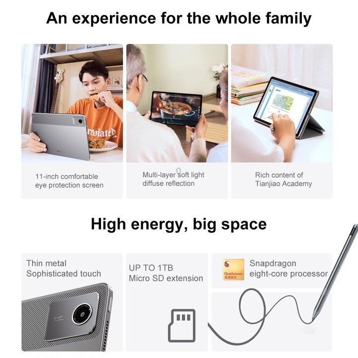 Lenovo Xiaoxin Pad 2024 Paperlike Screen 11 inch WiFi Tablet, 8GB+128GB, Android 13, Qualcomm Snapdragon 685 Octa Core, Support