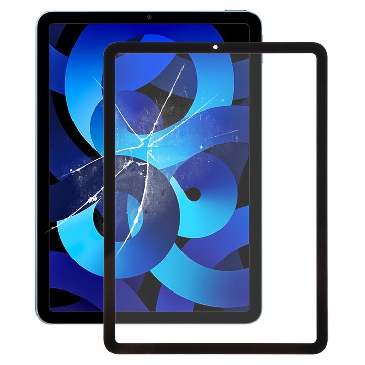 For iPad Air 5 Front Screen Outer Glass Lens with OCA Optically Clear Adhesive(Black)