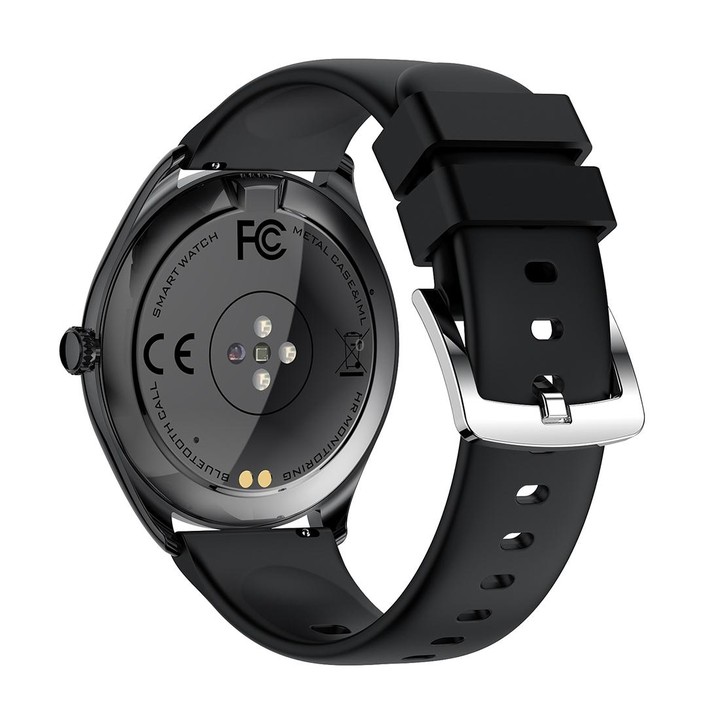 MT55 1.43 inch AMOLED HD Screen Ultra-thin Smart Call Health Watch, Silicone Strap(Black)