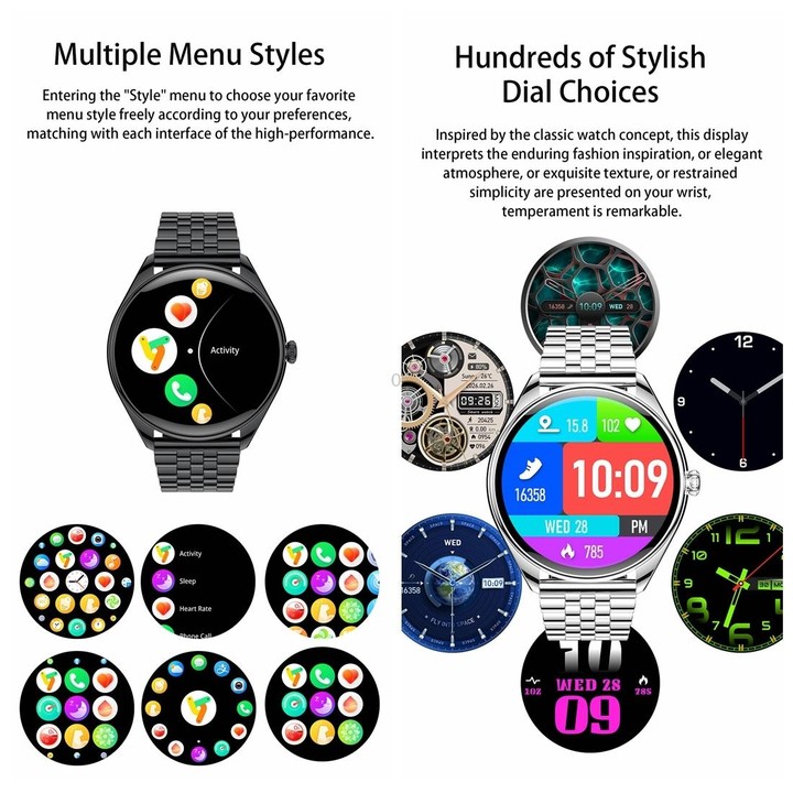 MT55 1.43 inch AMOLED HD Screen Ultra-thin Smart Call Health Watch, Leather Strap(Silver Brown)