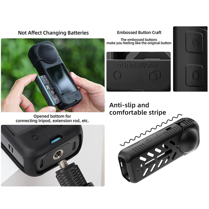 For Insta360 X4 / X5 Sunnylife Silicone Shockproof Case Lens Cover(Black)