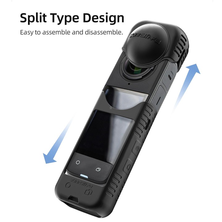 For Insta360 X4 / X5 Sunnylife Silicone Shockproof Case Lens Body Cover Kit(Black)