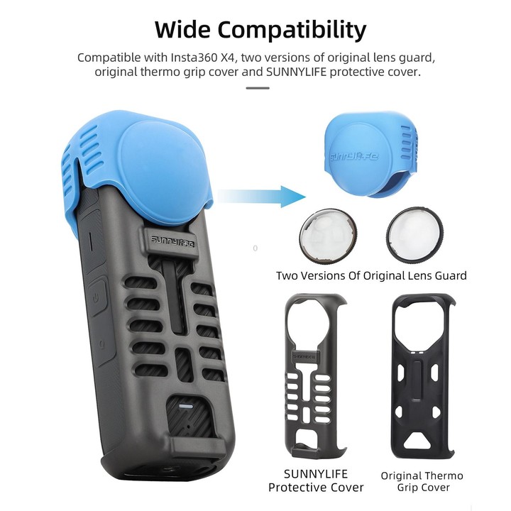For Insta360 X4 / X5 Sunnylife Silicone Shockproof Case Lens Body Cover Kit(Blue)