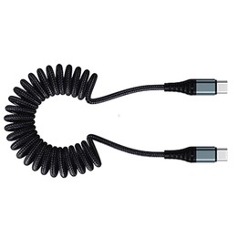 ROCK RCB0877 PD 60W USB-C / Type-C to USB-C / Type-C Spring Coil Fast Charge Data Cable, Length:1.5m