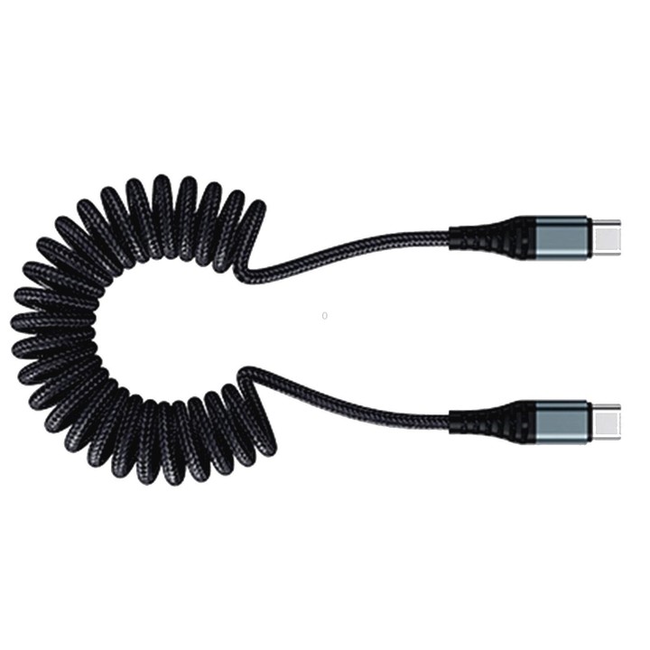 ROCK RCB0877 PD 60W USB-C / Type-C to USB-C / Type-C Spring Coil Fast Charge Data Cable, Length:1.5m