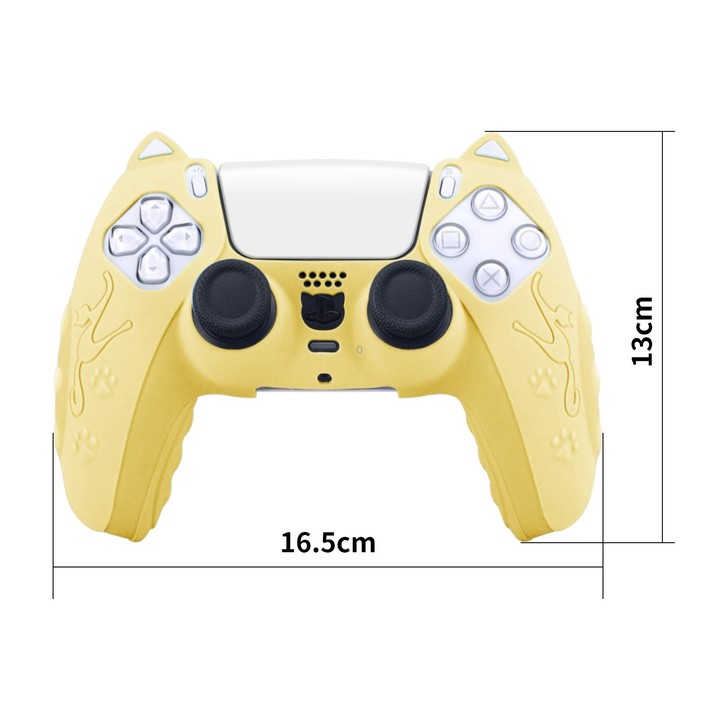 For Sony PS5 Cat Ear Shape Gamepad Silicone Protective Case(Pink)