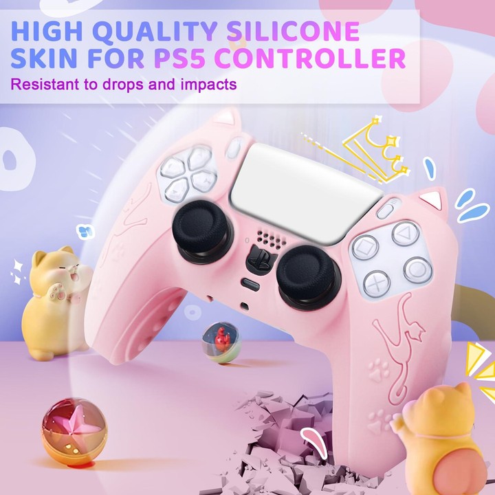 For Sony PS5 Cat Ear Shape Gamepad Silicone Protective Case(Yellow)