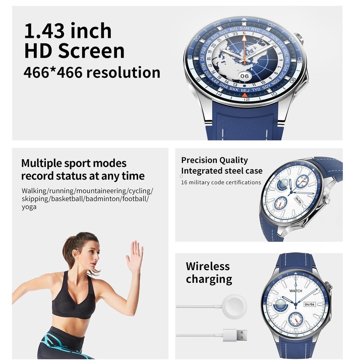 HD Watch X 1.43 inch IP68 BT5.3 Sport Smart Watch, Support Bluetooth Call / Sleep / Blood Oxygen / Heart Rate / Blood Pressure H