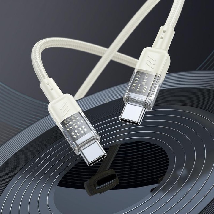 hoco U129 Spirit 1.2m 60W USB-C / Type-C to Type-C Transparent Charging Data Cable(Black)