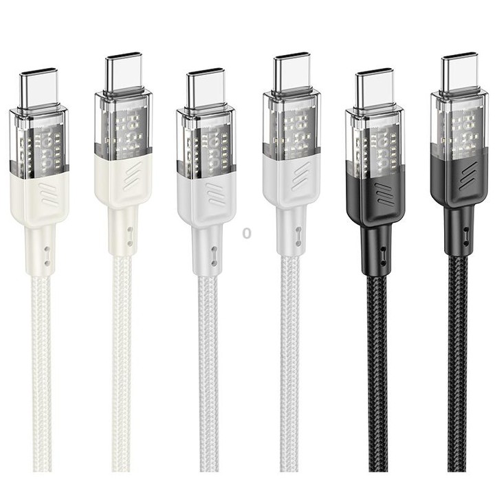 hoco U129 Spirit 1.2m 60W USB-C / Type-C to Type-C Transparent Charging Data Cable(Black)