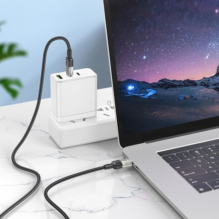 hoco U129 Spirit 1.2m 60W USB-C / Type-C to Type-C Transparent Charging Data Cable(Black)