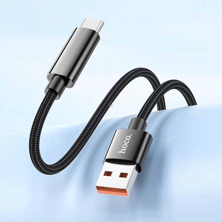 hoco U125 Benefit 1.2m 5A USB to Type-C Fast Charging Data Cable with Display(Black)