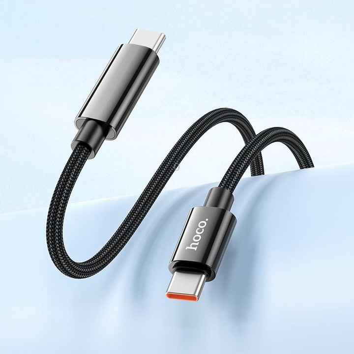 hoco U125 Benefit 1.2m 100W Type-C to Type-C Fast Charging Data Cable with Display(Black)
