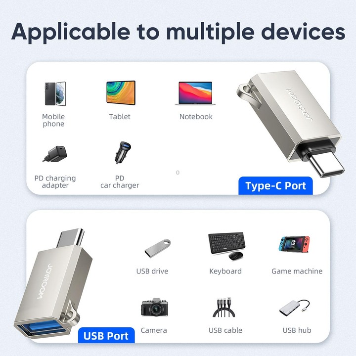 JOYROOM S-H151 Upgraded Version USB-C / Type-C Male c 3.0 Female OTG Adapter(Pearl Nickel)