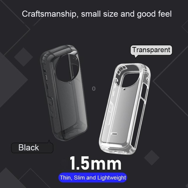 For Insta360 X4 Clear 1.5mm Soft TPU Protective Case With Hand Strap(Clear Black)