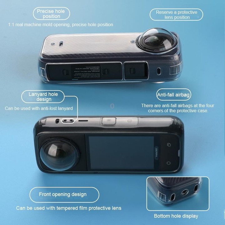 For Insta360 X4 Clear 1.5mm Soft TPU Protective Case With Hand Strap(Clear Black)