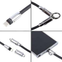 USB-C / Type-C to Type-C Data Cable Phone Anti-lost Short Lanyard, Length: 30cm(Black Silicone)