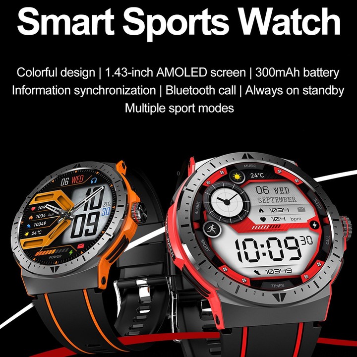 LEMFO HK52 1.43 inch BT5.3 IP68 Sport Smart Watch, Support Bluetooth Call / Message Notification / Heart Rate / Blood Pressure H