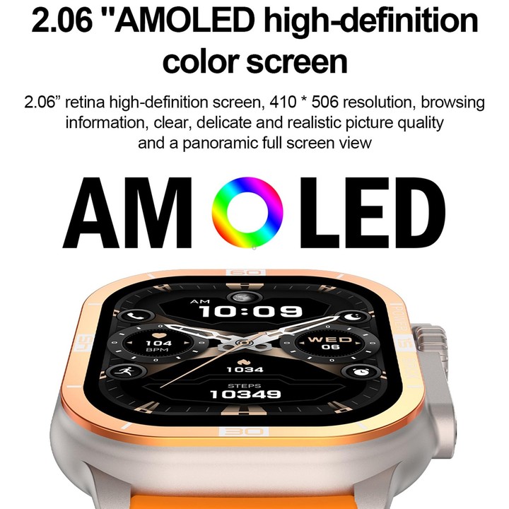 HK96S 2.06 inch BT5.3 IP68 Sport Smart Watch, Support Bluetooth Call / Sleep / Blood Oxygen / Heart Rate / Blood Pressure Health