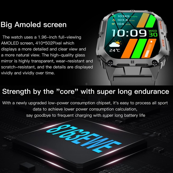 LEMFO K61 Pro 1.96 inch BT5.0 Sport Smart Watch, Support Bluetooth Call / Sleep / Blood Oxygen / Heart Rate / Blood Pressure Hea