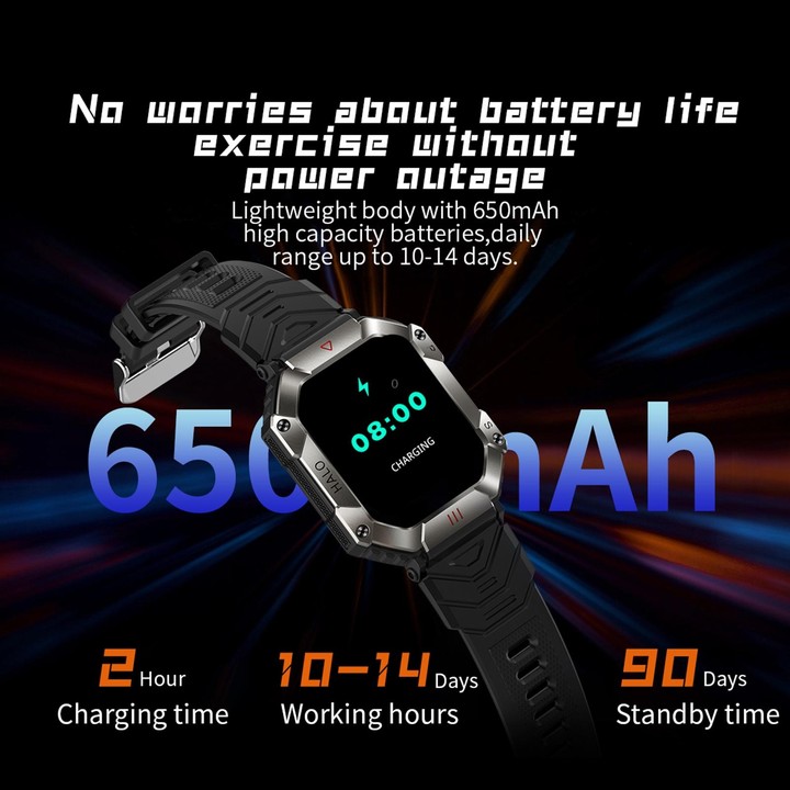 KR80 2.0 inch BT5.1 IP67 Sport Smart Watch, Support Bluetooth Call / Sleep / Blood Oxygen / Heart Rate / Blood Pressure Health M
