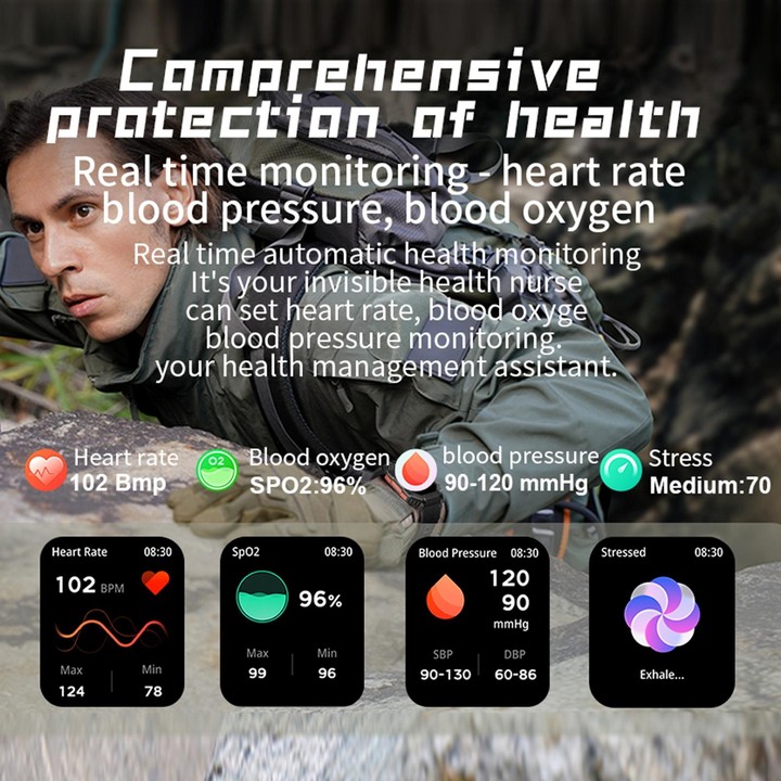 KR80 2.0 inch BT5.1 IP67 Sport Smart Watch, Support Bluetooth Call / Sleep / Blood Oxygen / Heart Rate / Blood Pressure Health M