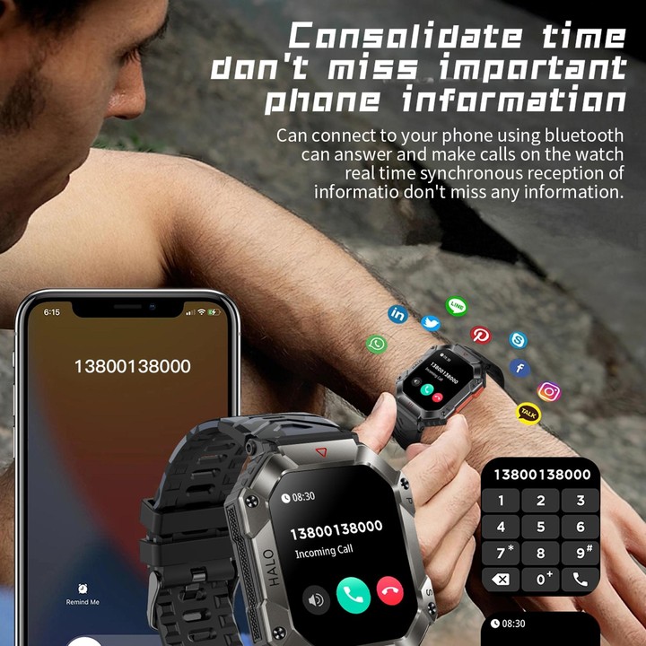 KR80 2.0 inch BT5.1 IP67 Sport Smart Watch, Support Bluetooth Call / Sleep / Blood Oxygen / Heart Rate / Blood Pressure Health M