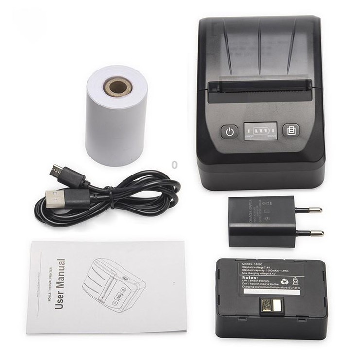 BT-581 58mm USB-C/Type-C + Bluetooth Portable Thermal Printer(EU Plug)