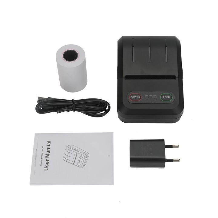 BT-583 58mm USB-C/Type-C + Bluetooth Portable Thermal Printer, Specification:US Plug(Black)