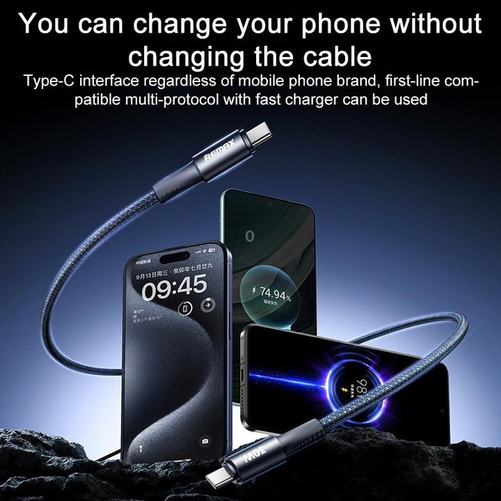 REMAX RC-C100 1.2m 30W Type-C to Type-C Fast Charging Braided Data Cable(Black)