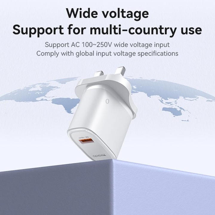 Yesido YC85C 18W USB Fast Charger with USB to USB-C / Type-C Cable, Specification:UK Plug(White)