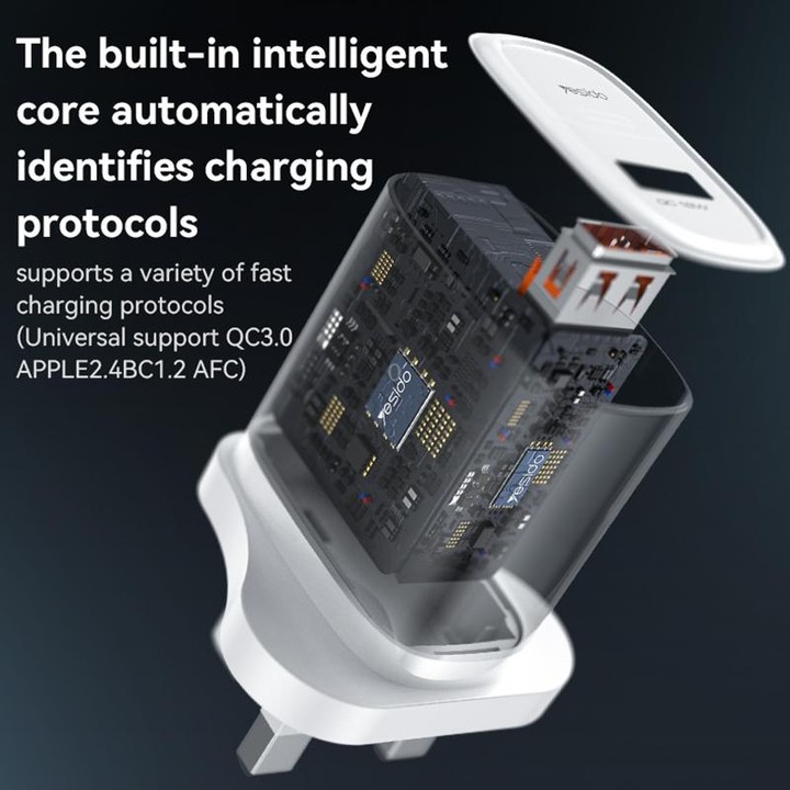 Yesido YC85C 18W USB Fast Charger with USB to USB-C / Type-C Cable, Specification:UK Plug(White)