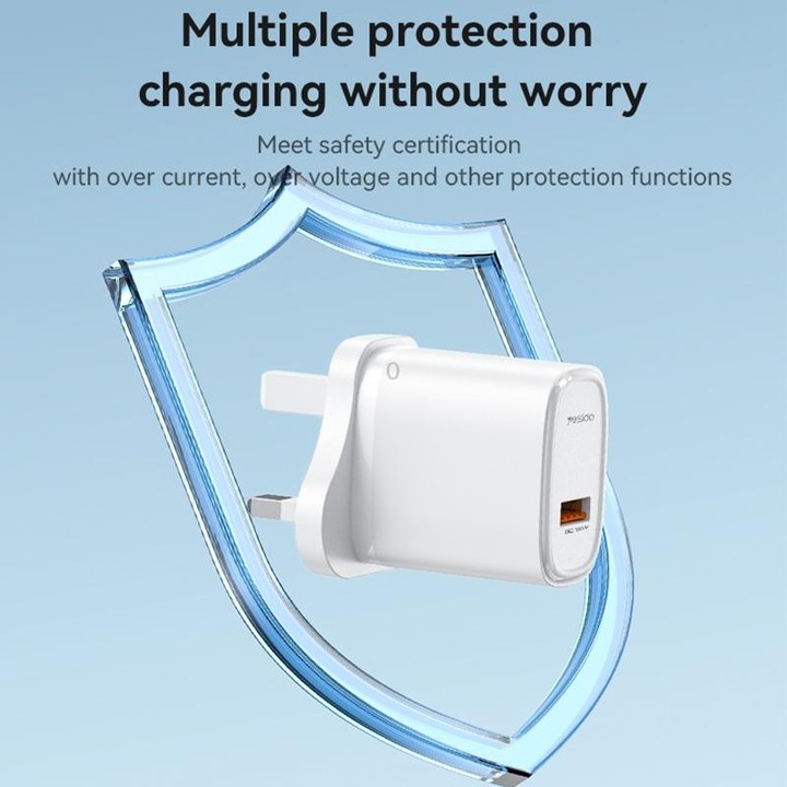 Yesido YC85C 18W USB Fast Charger with USB to USB-C / Type-C Cable, Specification:UK Plug(White)