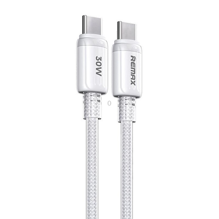 REMAX RC-C036 1.2m 30W Type-C to Type-C Transparent Braided Fast Charging Cable(White)