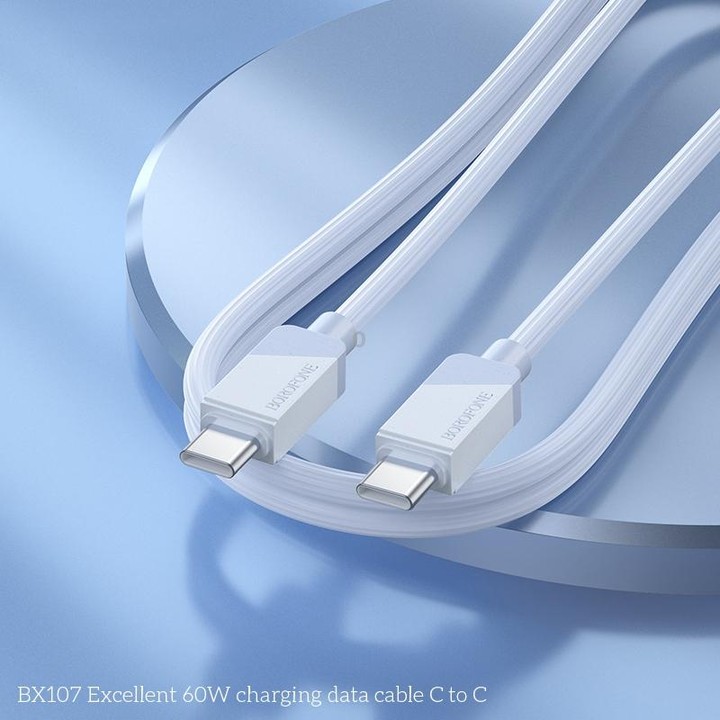 Borofone BX107 60W USB-C / Type-C to USB-C / Type-C Fast Charge Data Cable, Length:1m(Blue)