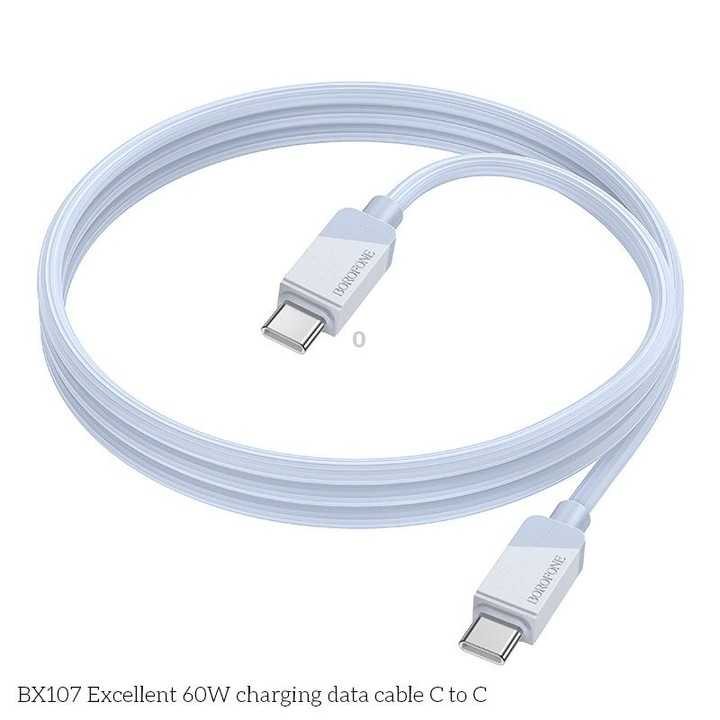 Borofone BX107 60W USB-C / Type-C to USB-C / Type-C Fast Charge Data Cable, Length:1m(Blue)