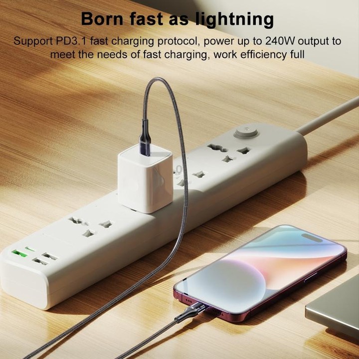 Yesido CA166 PD 240W USB-C / Type-C to USB-C / Type-C Super Fast Charging Data Cable, Length:1.2m(Black)