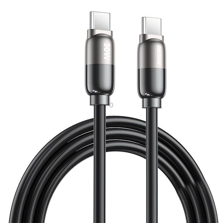 REMAX RC-C037 Capsule 1.2m 30W Type-C to Type-C PVC Fast Charging Cable(Black)