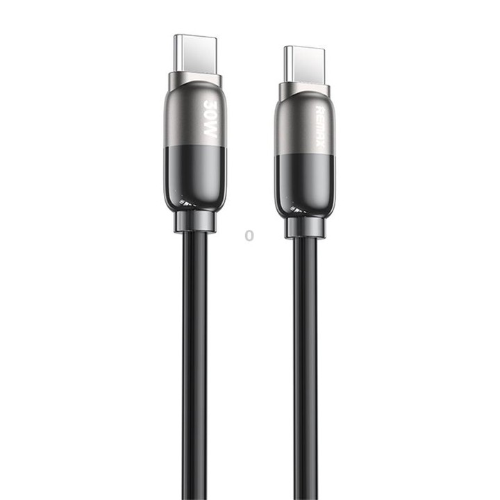 REMAX RC-C037 Capsule 1.2m 30W Type-C to Type-C PVC Fast Charging Cable(Black)