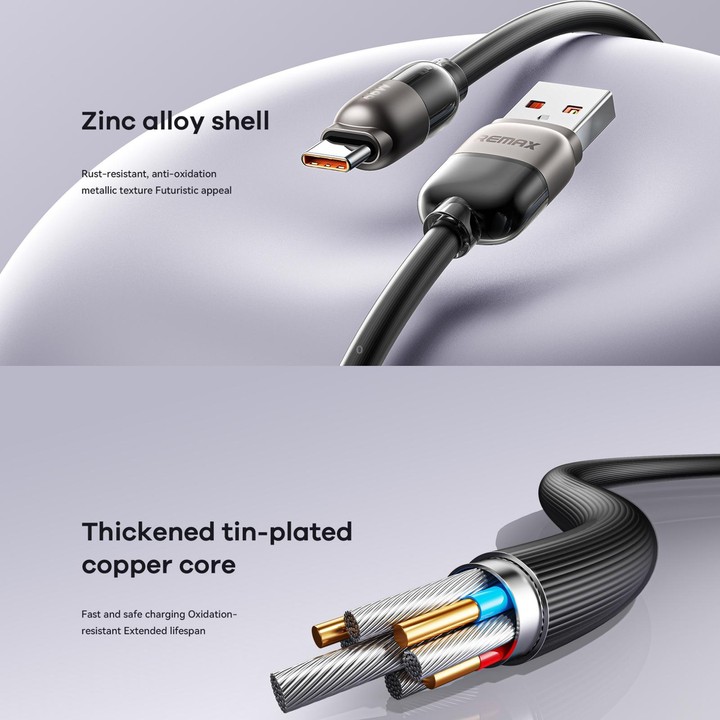 REMAX RC-C038 Capsule 1.2m 66W USB to Type-C PVC Fast Charging Cable(White)