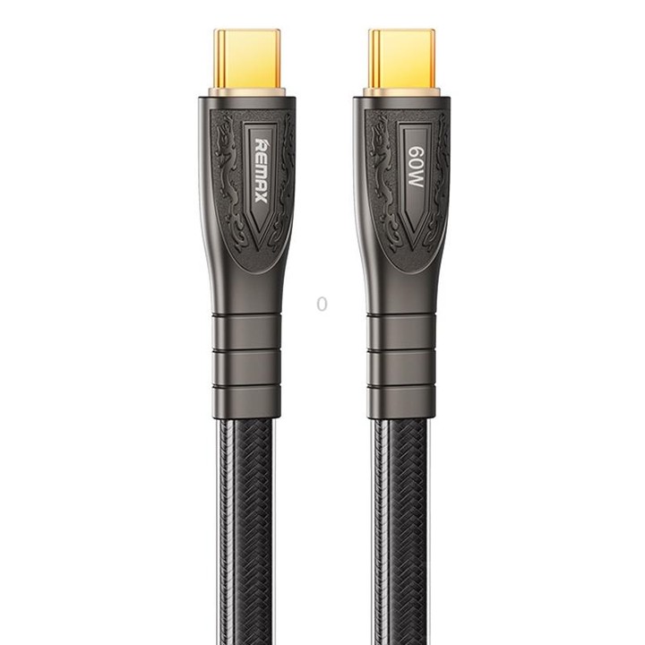 REMAX RC-C166 Prime 1.2m 60W Type-C to Type-C Braided Fast Charging Cable(Black)