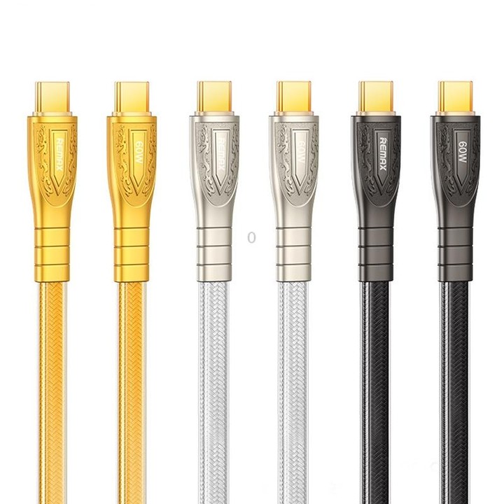 REMAX RC-C166 Prime 1.2m 60W Type-C to Type-C Braided Fast Charging Cable(Gold)