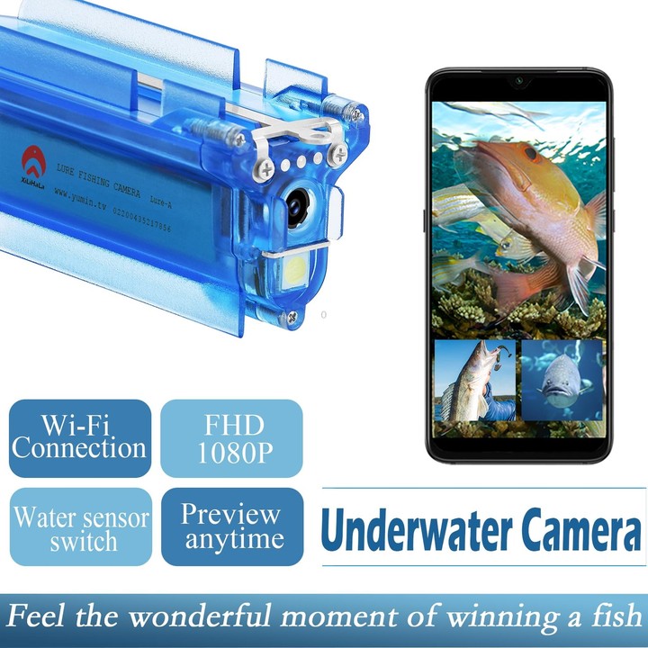 Lure 1080P Wireless Underwater Fishing Video Camera with Loop Recording / APP Remote Control(Blue)