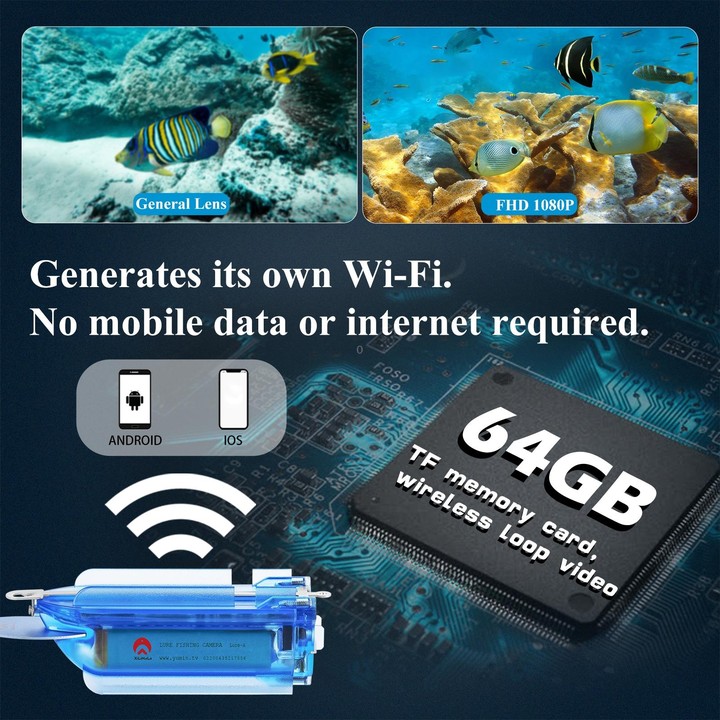 Lure 1080P Wireless Underwater Fishing Video Camera with Loop Recording / APP Remote Control(Blue)