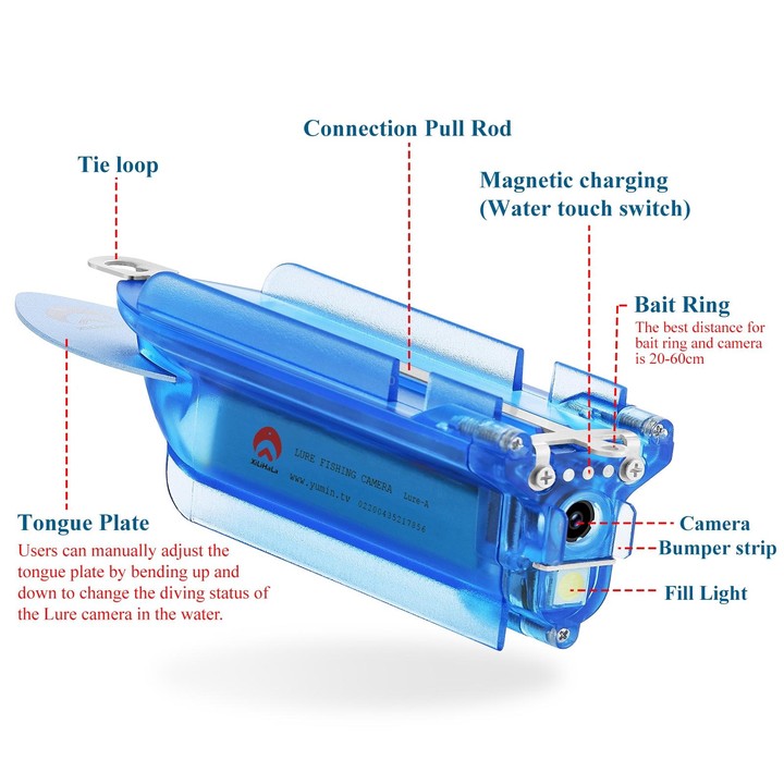 Lure 1080P Wireless Underwater Fishing Video Camera with Loop Recording / APP Remote Control(Blue)