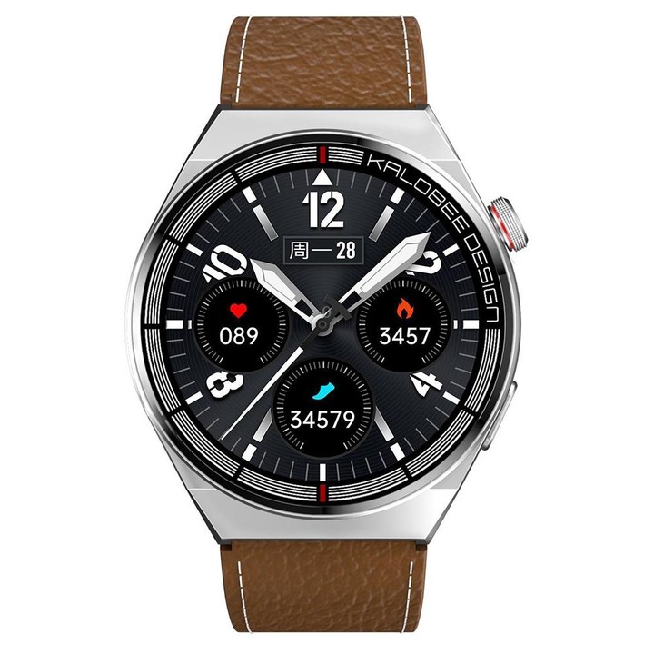 1.3 inch Leather Band IP68 Waterproof Smart Watch Support Bluetooth Call(Brown)