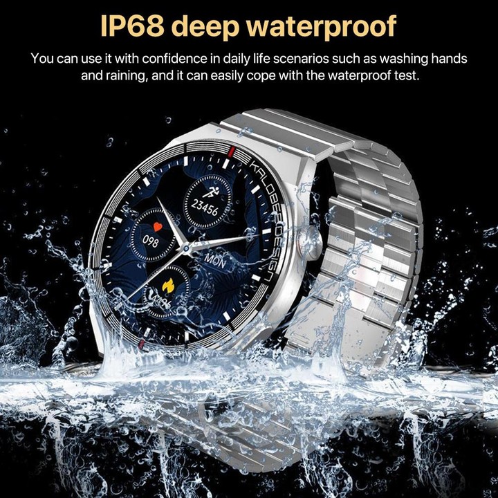1.3 inch Leather Band IP68 Waterproof Smart Watch Support Bluetooth Call(Black)