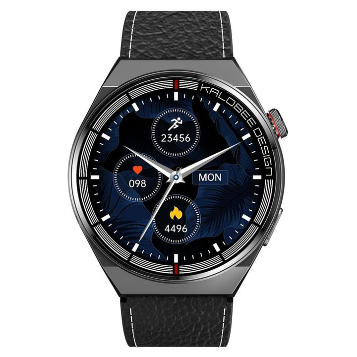 1.3 inch Leather Band IP68 Waterproof Smart Watch Support Bluetooth Call(Black)