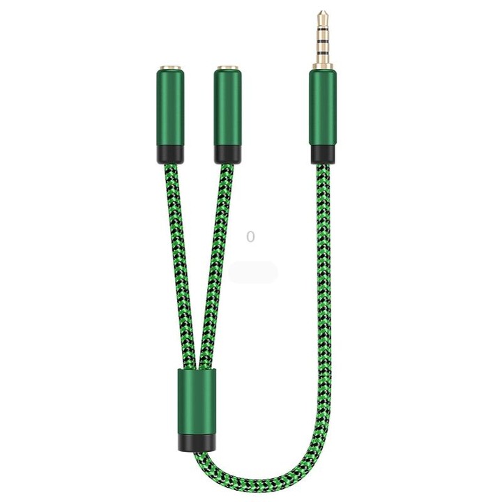 3.5mm Male to Dual 3.5mm Audio + Microphone 2 in 1 Audio Adapter Cable, Length:2m(Green)