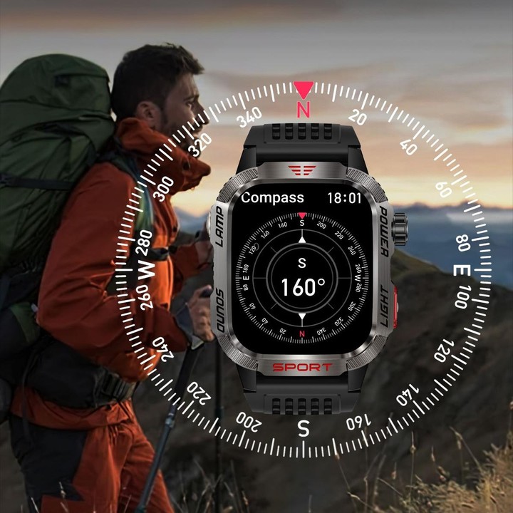 HT29 2.01 inch IPS Screen Triple Proof Smart Watch with Banknote Detector Light(Black)